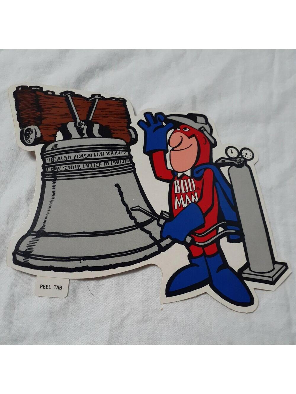 Budweiser Bud-man Philadelphia Liberty Bell Decal Authentic Ad 1976 6 x 6